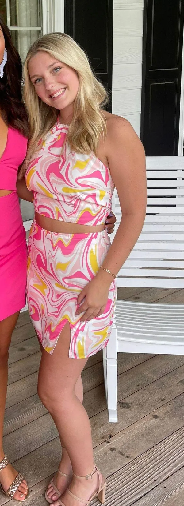 pink And Yellow Swirl Skirt Set - Image 4