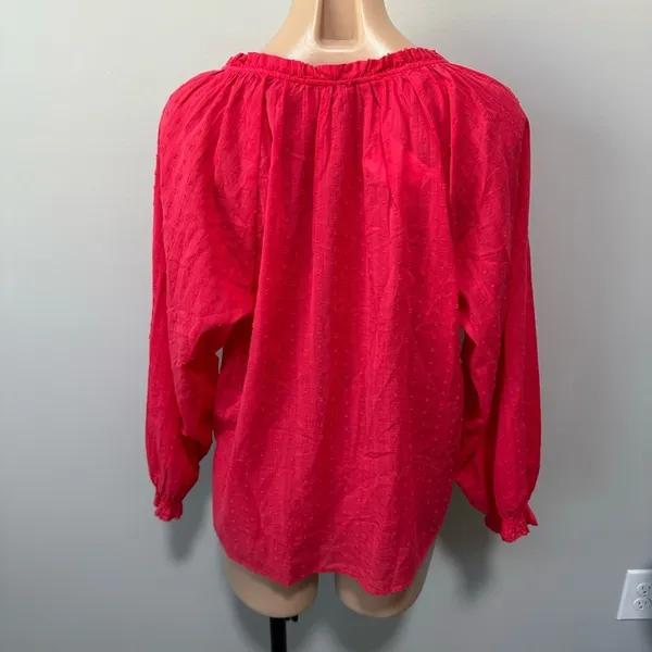 J. Crew Novelty Artist Top Swiss Dot Ruffle Red Pink Geranium Medium NEW - Image 5