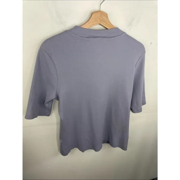 Maeve x Anthropologie Short Sleeve Ribbed Mock Neck Tee Purple Sz Large - Image 8