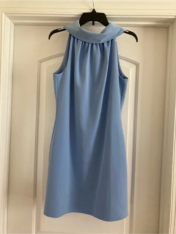 Sail to Sable Light Blue Sleeveless High-Neck Mini Dress - Image 3
