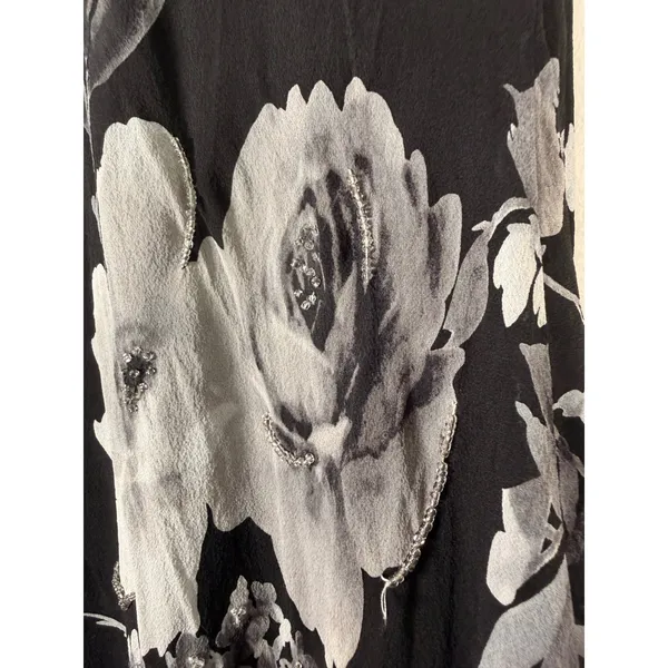 Spenser‎ Jeremy Silk Floral Maxi Dress Black White Beaded Cowl Neck Sz 6 - Image 8