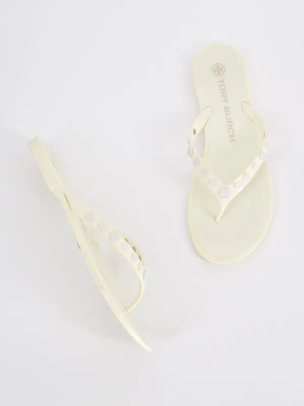 Tory Burch Studded Jelly Flip Flop Sandal Cream White 7 - Image 2