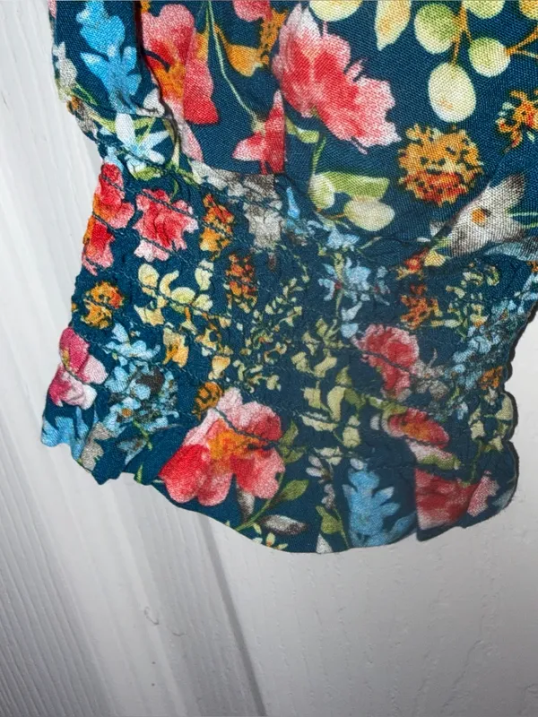 Natural Life Floral Rebecca Tiered Midi Dress Blue Floral Size M - Image 7
