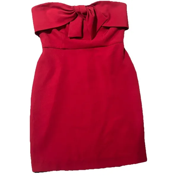Sam Edelman Red Strapless Bow Sheath Party Dress Sz 6 Dance Homecoming Night Out - Image 3