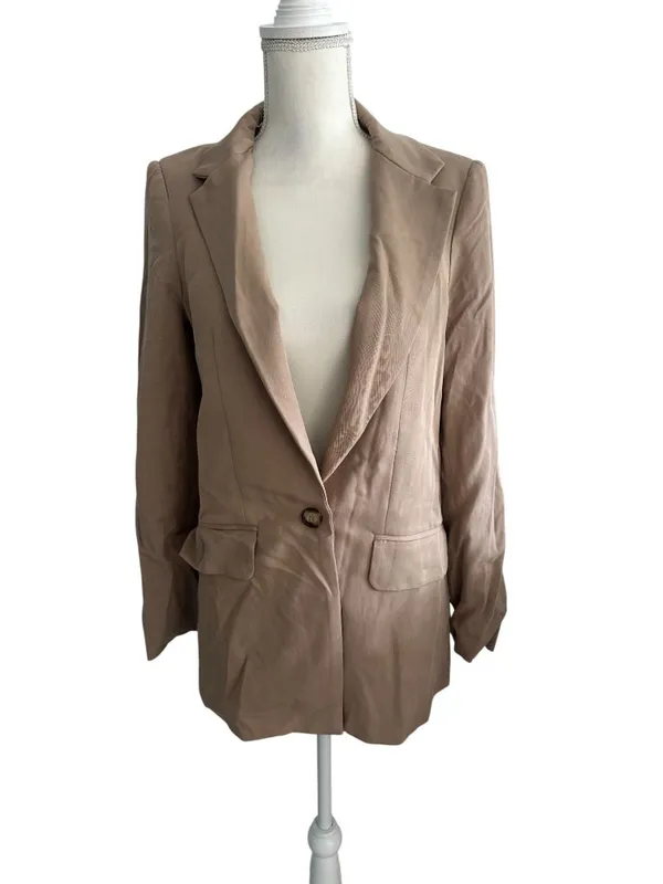REFORMATION Tan Casual Blazer Jacket Size Medium - Image 4