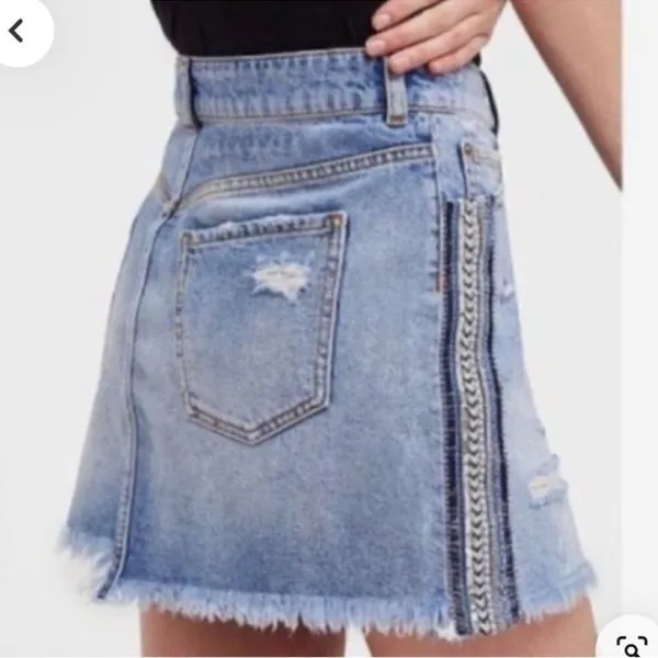 Free People Mini Blue Denim Skirt(Size 4) - Image 3