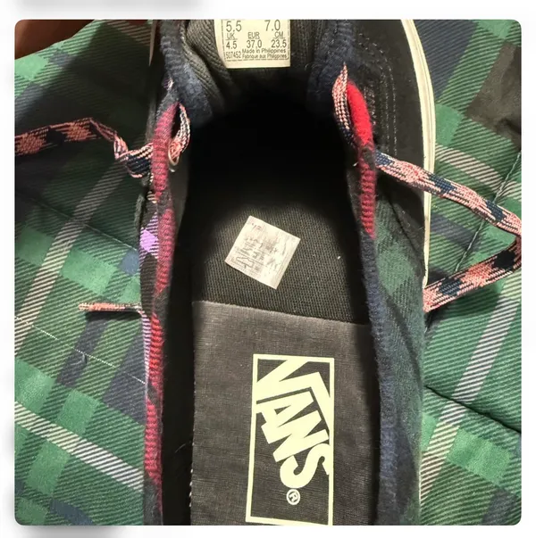 Vans Authentic 44 DX Anaheim Factory Plaid Black Purple Blue Men's 5.5 Womens 7 - Image 3