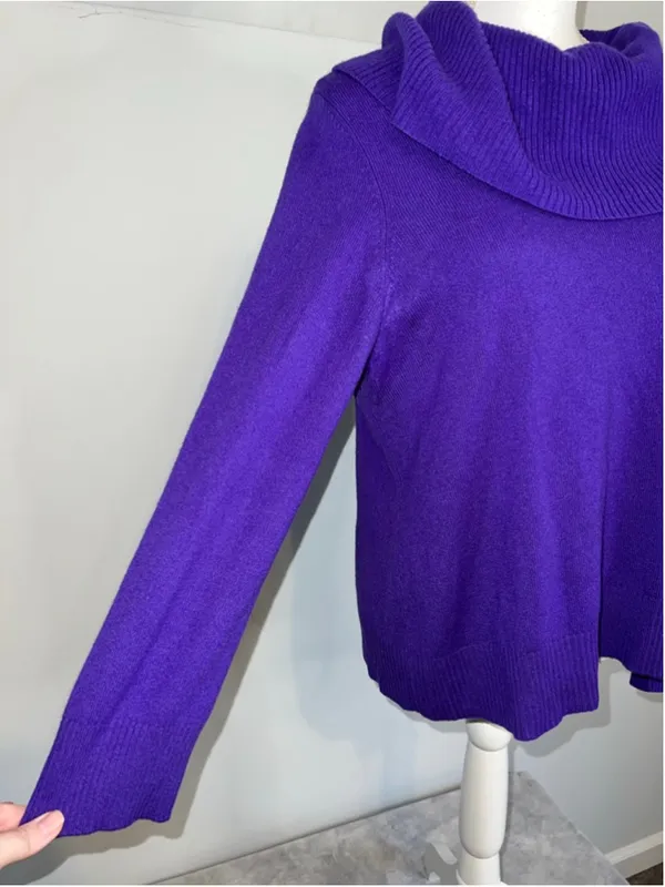 Women's Charter Club Cashmere Purple Cowl Neck Sweater XL - Image 2