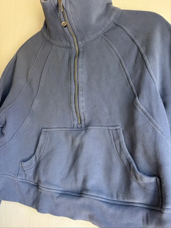 Lululemon Scuba Oversized Funnel Neck Half Zip Blue xs/s Sweatshirt crop - Image 2