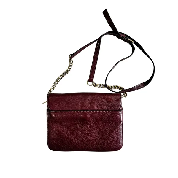 Michael Kors Crossbody Shoulder Bag Leather Burgundy Chain Strap 9x7‎ - Image 3