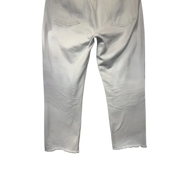 Zara Women Off White High Waisted Straight Leg Raw Hem Jeans Size 10 - Image 10