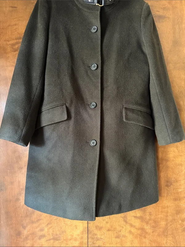 Lauren Ralph Lauren Women's Wool Blend Buckle-Collar Coat Military Green Sz 2 - Image 4