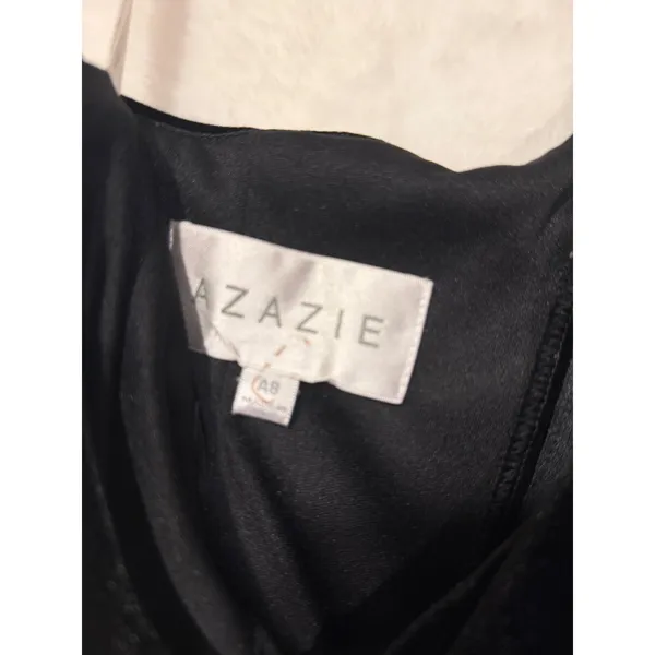Azazie Black Velvet One Shoulder Maxi Dress Gown‎ Women Size A8 Ruched Formal - Image 5