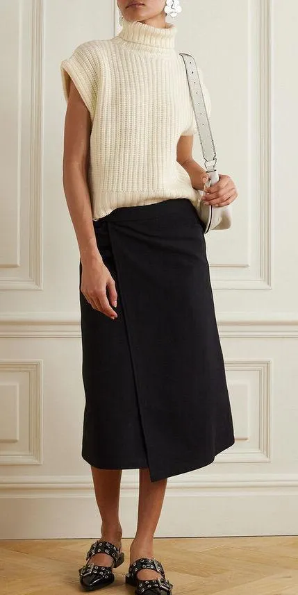 Staud Bette merino wool rib-knit cap sleeve turtleneck sweater size S small NEW - Image 2