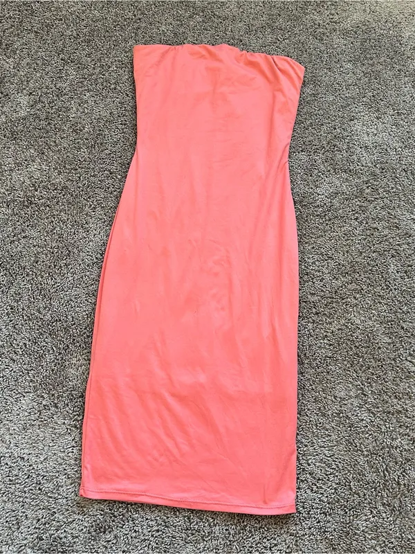 Strapless Coral Bodycon Dress Pink - Image 4