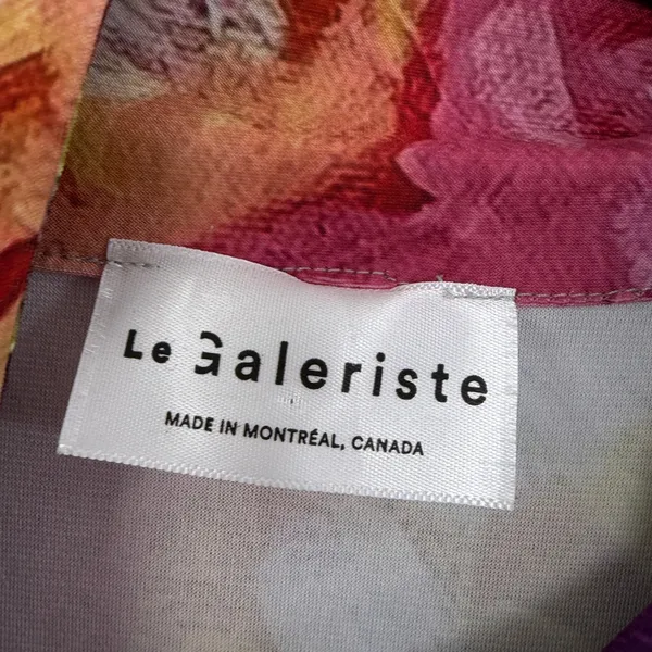 Le Galeriste Top Womens XL Blue Pink Abstract Floral Art Print Quarter Zip Mock - Image 6