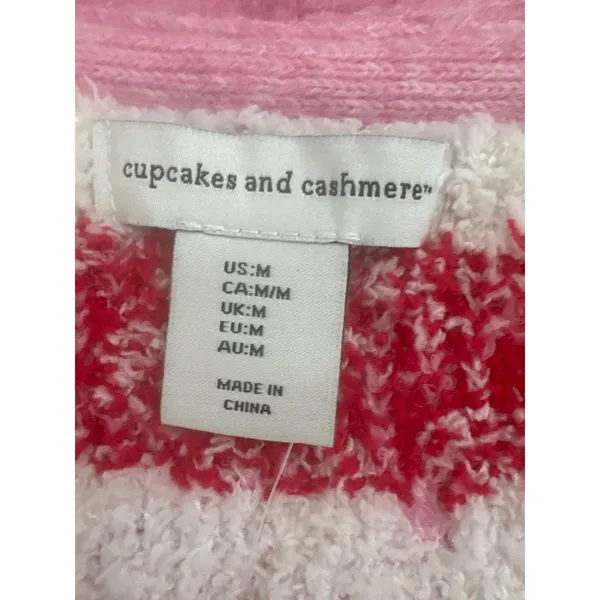 Cupcakes and Cashmere Pink XO Heart Print Cardigan Sweater Medium NEW - Image 3
