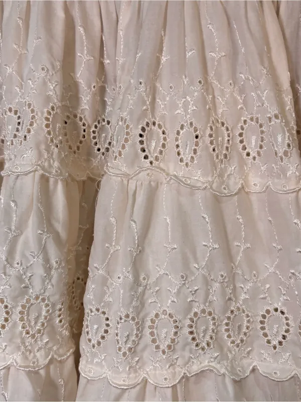 Vintage Lucky Brand womens eyelet lace tiered mini skirt y2k cream S - Image 2