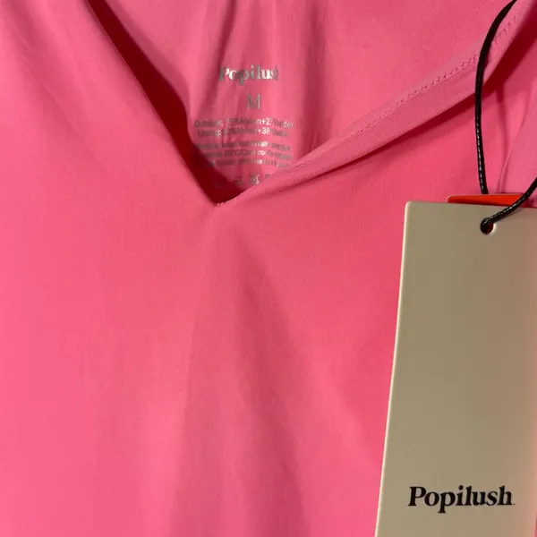 NWT Popilush Deep‎ V Neck Backless Shapewear Bodysuit Pink Medium - Image 6