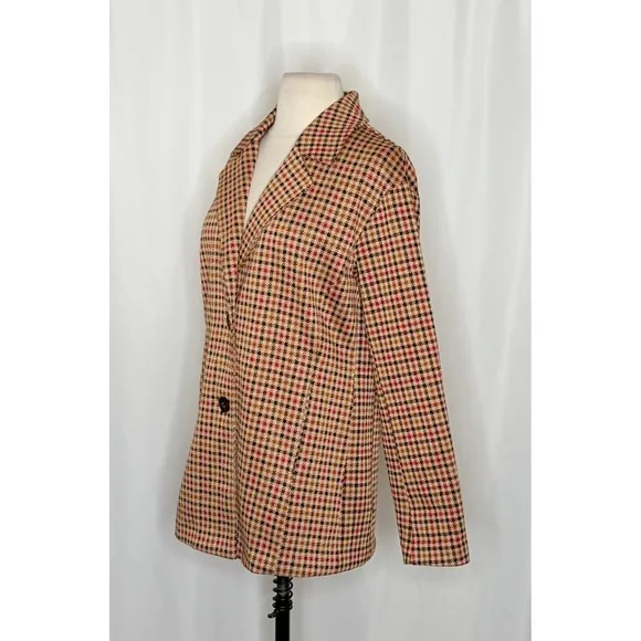 Anthropologie AVEC LES FILLES Longline Plaid Blazer Jacket Preppy Academia Small - Image 5
