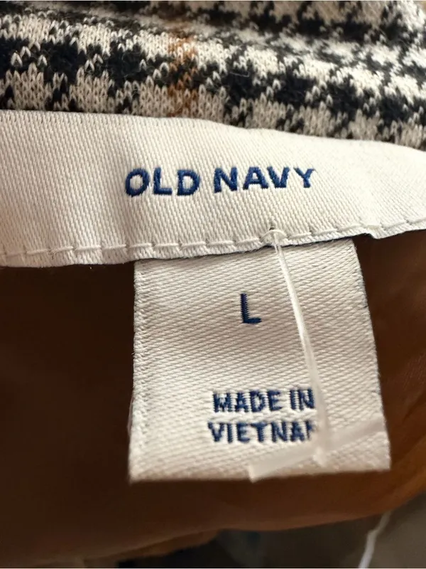 Old Navy Houndstooth One Button Jacket in Black, Beige & Brown - Image 2