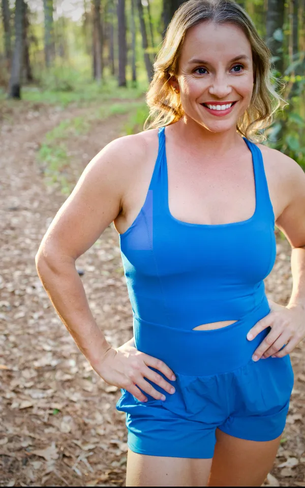 Boutique Royal blue Athletic Romper Soft Runsie Large - Image 2