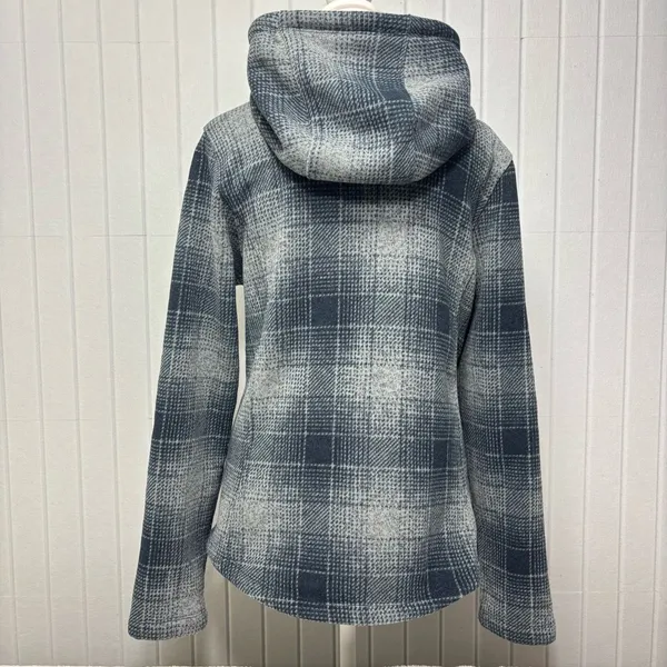 The North Face Women's Plaid Fleece‎ Pullover Cowl Blue and gray Hoodie Size S - Image 8