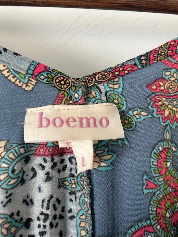 Bohemian Paisley Tiered Maxi Dress in Teal by Unknown Brand - Image 2