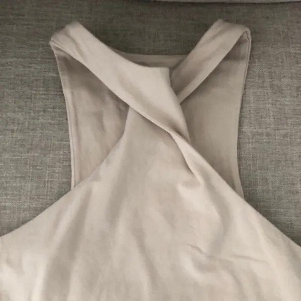 Abercrombie & Fitch Twist Neck Front Tank Cropped Crop Top Small Cream Beige - Image 5