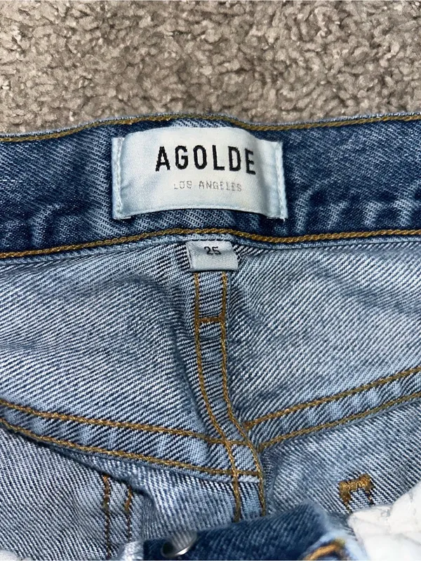 Agolde Women's Straight Leg Distressed Blue Jeans - Image 5