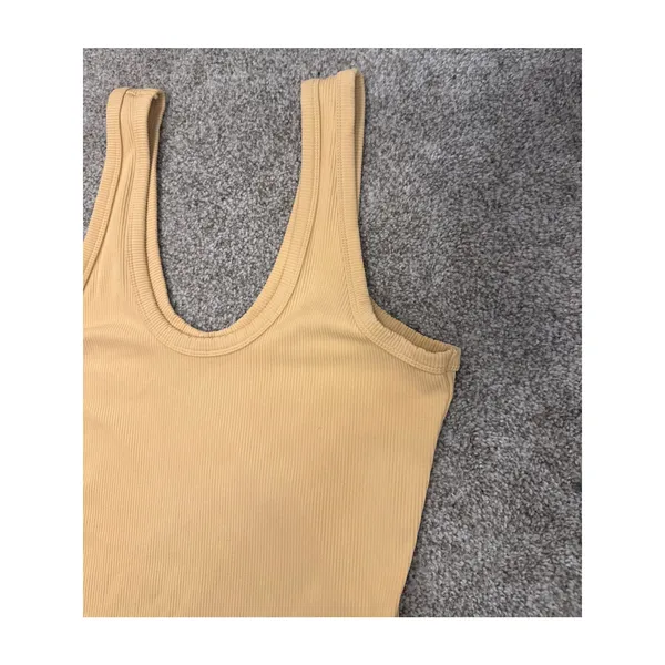 Abercrombie & Fitch SoftAF Ribbed Thong Bodysuit Butter Yellow Large - Image 3