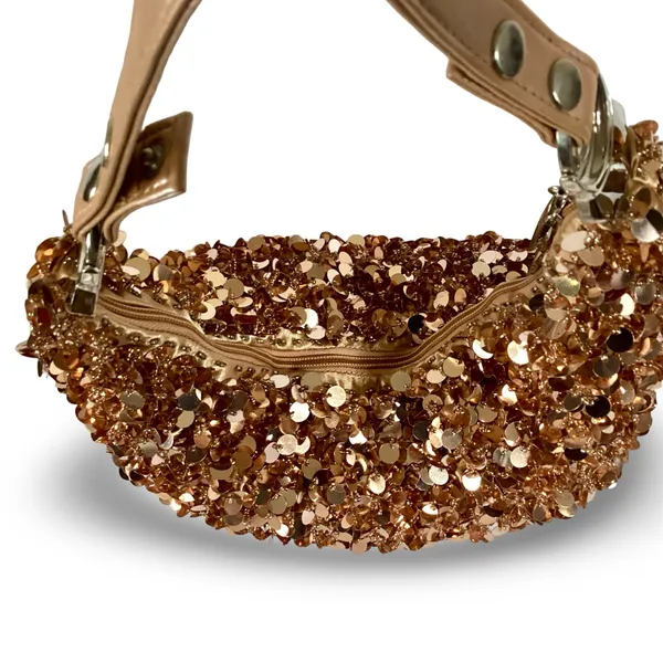 Sequin Beaded Evening Handbag Gold - Image 4