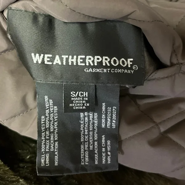 WeatherProof Reversible Green Fur Quilted Puffer High Neck Vest Jacket Coat Sz S - Image 5