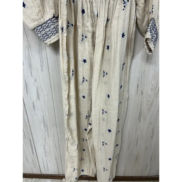 Free People Dahlia Embroidered Jumpsuit Smocked Off The Shoulder Pull-On Med NEW - Image 4