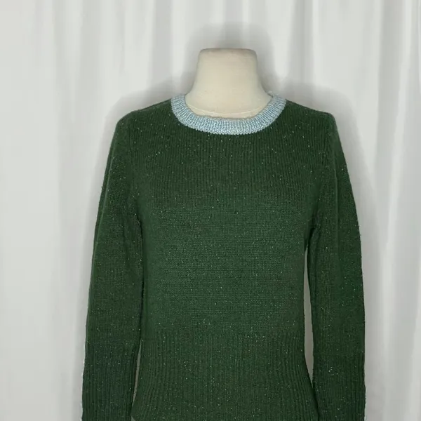 Anthropologie SLEEPING ON SNOW Green Cashmere Wool Button Sweater Knit Small - Image 3