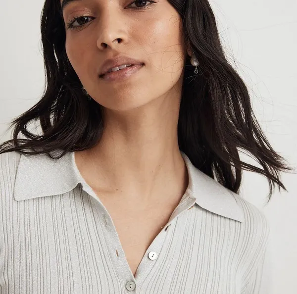 Madewell x Aimee Song Shimmer Polo Sweater Size XS - Image 5