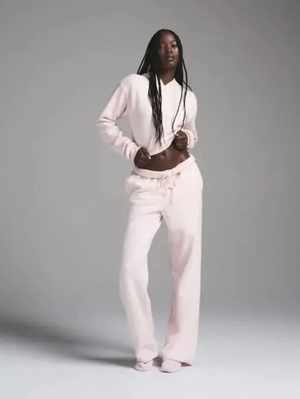 Skims Cotton Shruken Cropped Pink Hoodie Sweatshirt for Women - Image 4