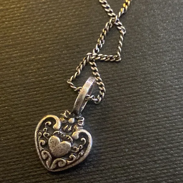 Saint Laurent Victorian Heart Charm Necklace in Metal - Image 5