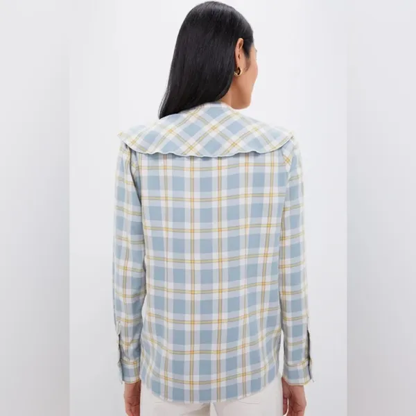 Tuckernuck NWT Blue V Neck Ruffle Eileen Button down women’s size XXL - Image 5