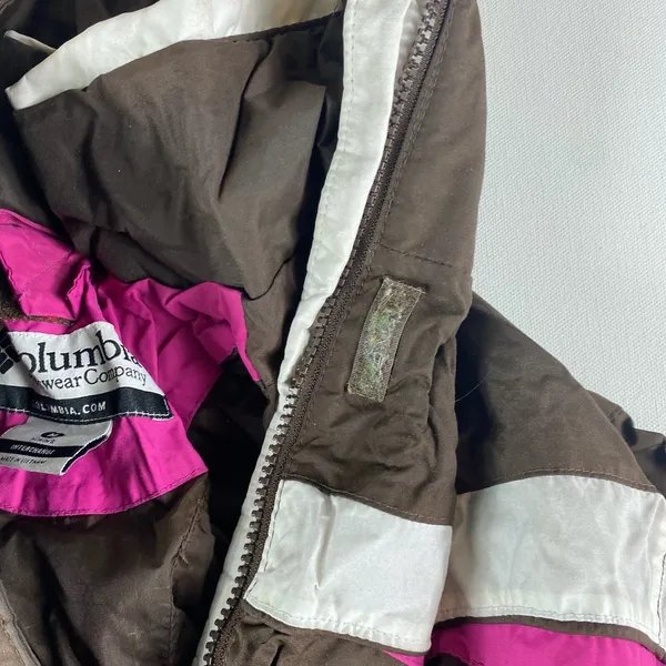 Columbia Jacket Womens Medium‎ Brown Pink White Full Zip Hooded Interchange Ski - Image 7