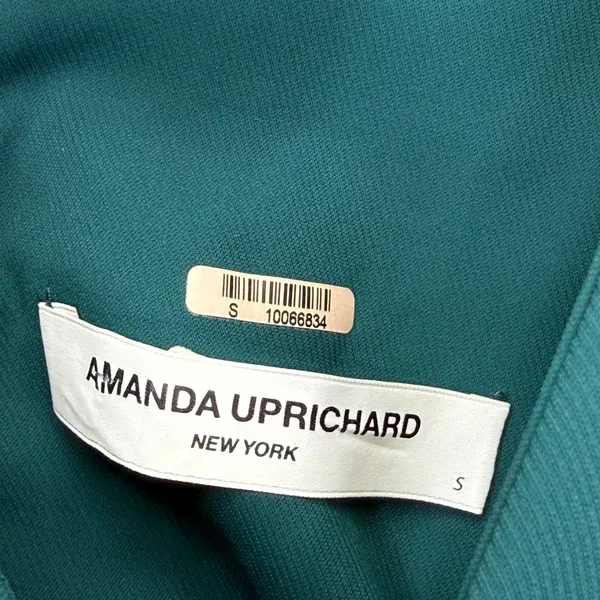 Amanda Uprichard‎ Emerald Green Ruffle V-Neck Mini Dress Size S Sleeveless Party - Image 2