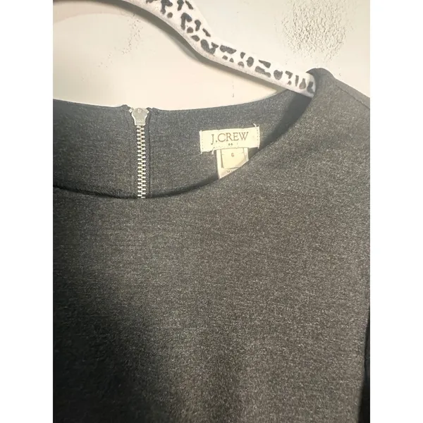 J.Crew Womens Zip Ponte Dress Charcoal Gray Three-Quarter‎ Sleeve Sheath Size 6 - Image 3