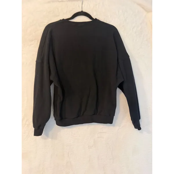 P'tula Women Medium Black Crewneck Sweatshirt Logo Pullover Athleisure Relaxed - Image 5