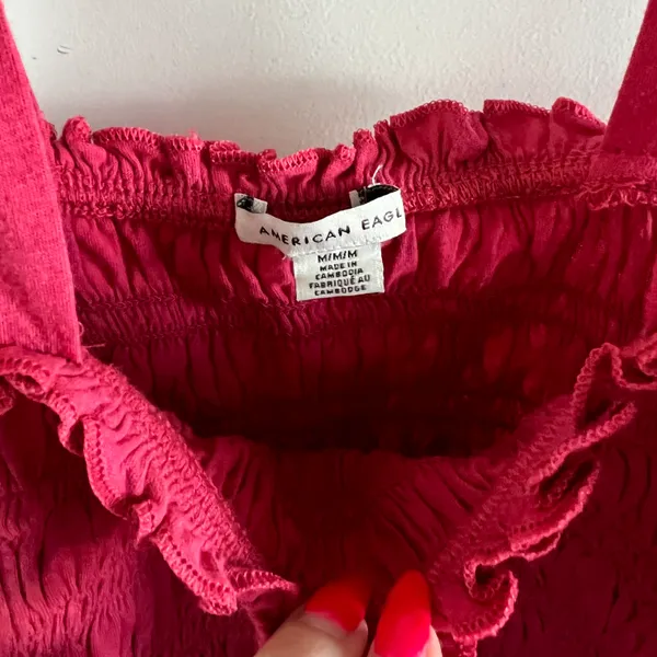 American Eagle Ruched Pink Crop Top - Image 5