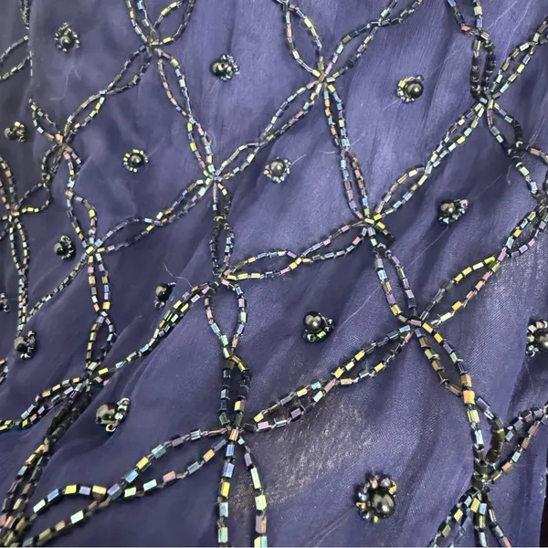 Laurence Kazar Beaded Gown Women’s Small Navy Silk Mermaid Vibes - Image 8