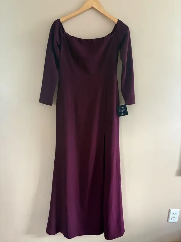 Lulus Alluring Sophistication Dark Plum Off-the-Shoulder Maxi Dress Size Large - Image 5