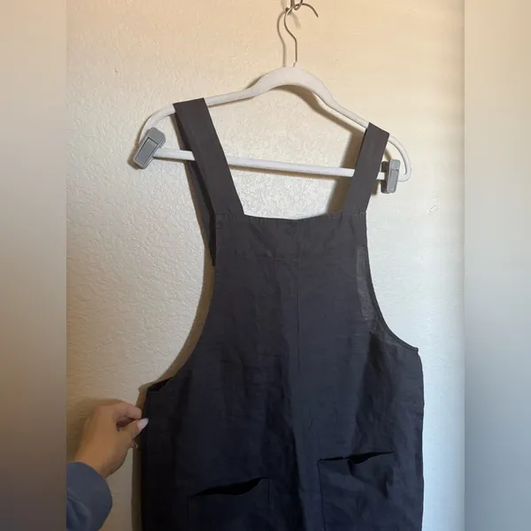 Mate the‎ Label Maya Linen Overalls Jumpsuit Size medium black lagenlook - Image 7