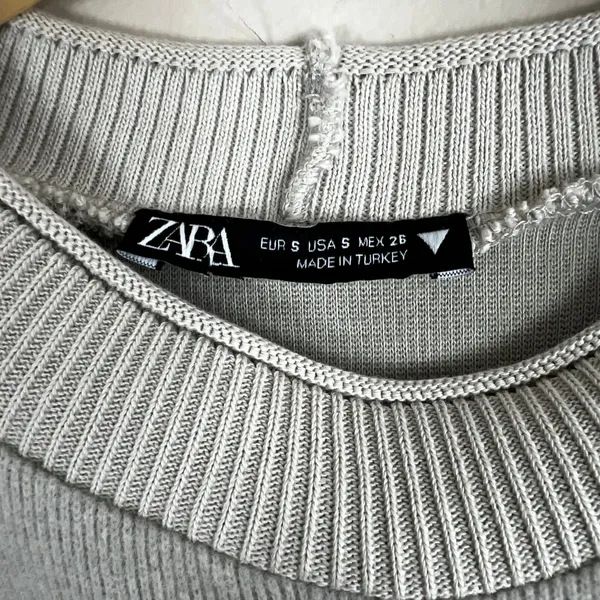 Zara Shirt Dress Womens S Gray Knit Mini Cotton Minimalist Clean Girl Normcore - Image 6