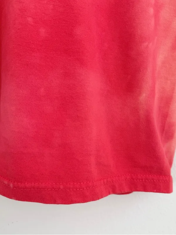 Red and pink coral off-the-shoulder bleached t-shirt - Image 10