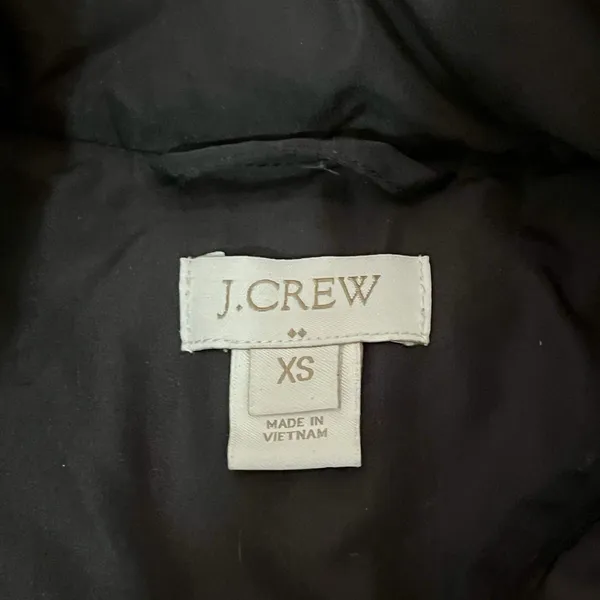 J Crew Puffer Vest Women Extra Small Black Quilted Down Fill Jacket Full Zip - Image 7